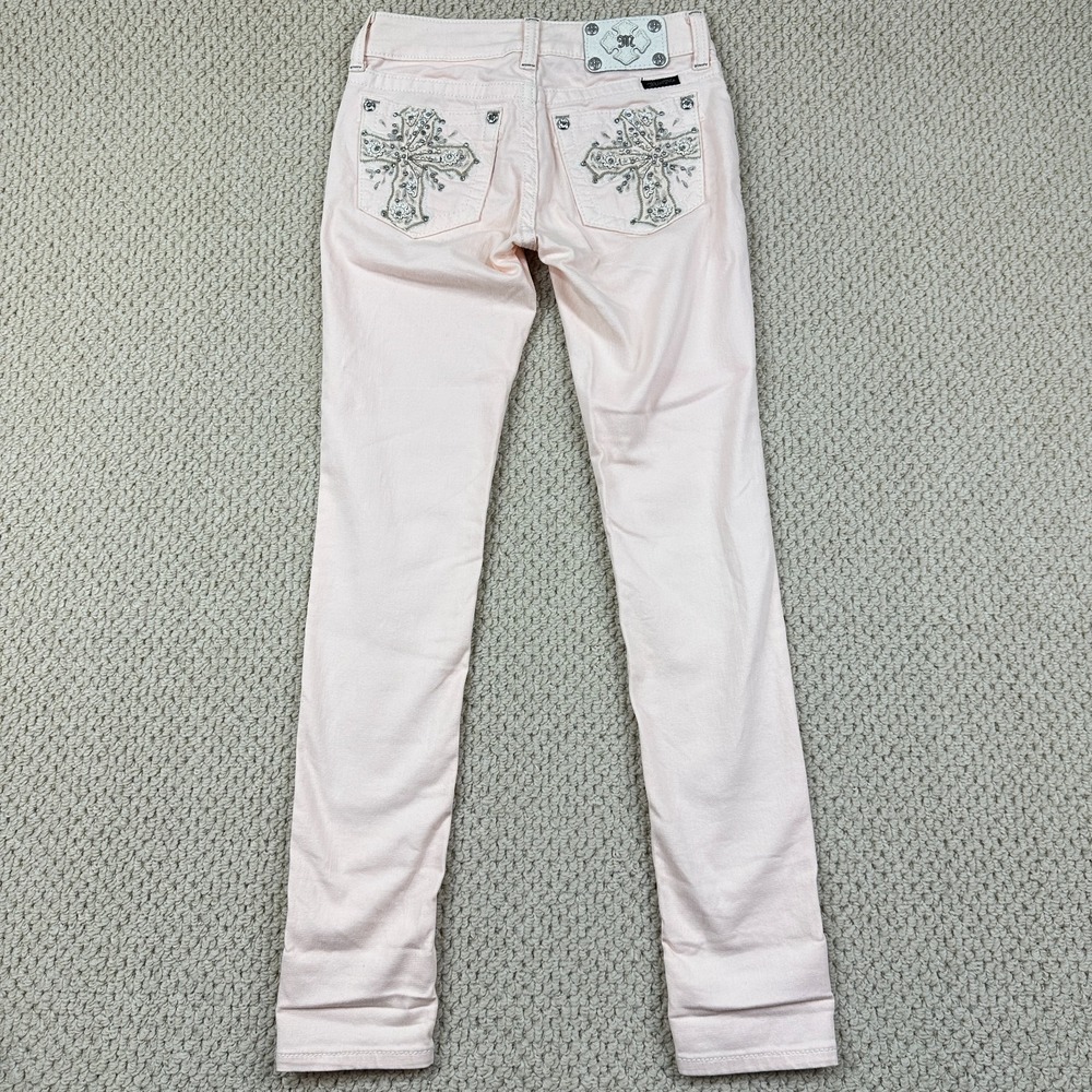 Miss Me Jeans Womens 26 Bubble Gum Pink Skinny Embroidered Rhinestone Cross